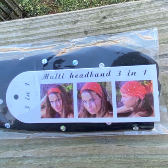 Headband 3 in 1 black with rhinestones brand new - Picture 1 of 4